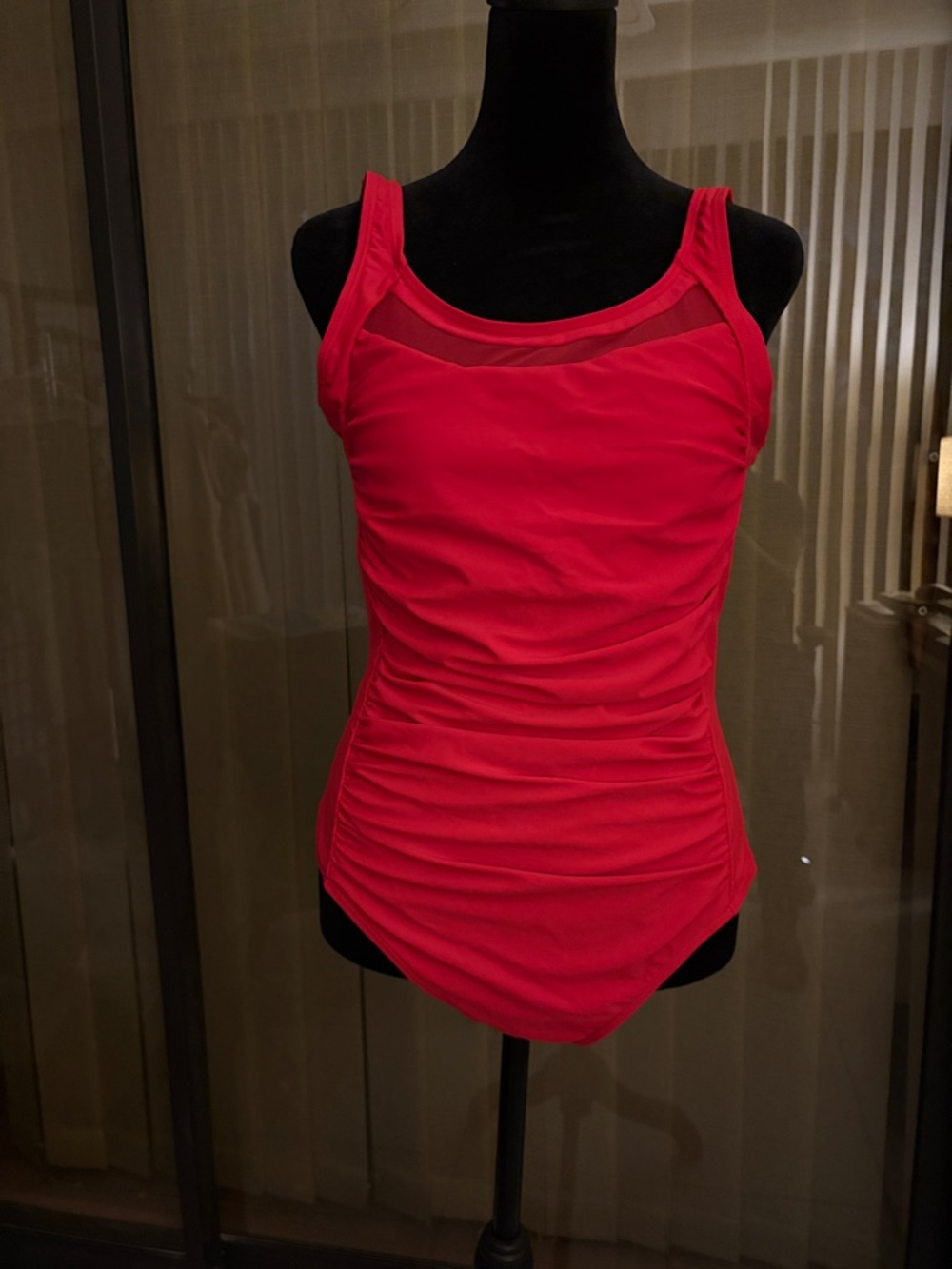 Red Scoop Neck One-Piece Swimsuit